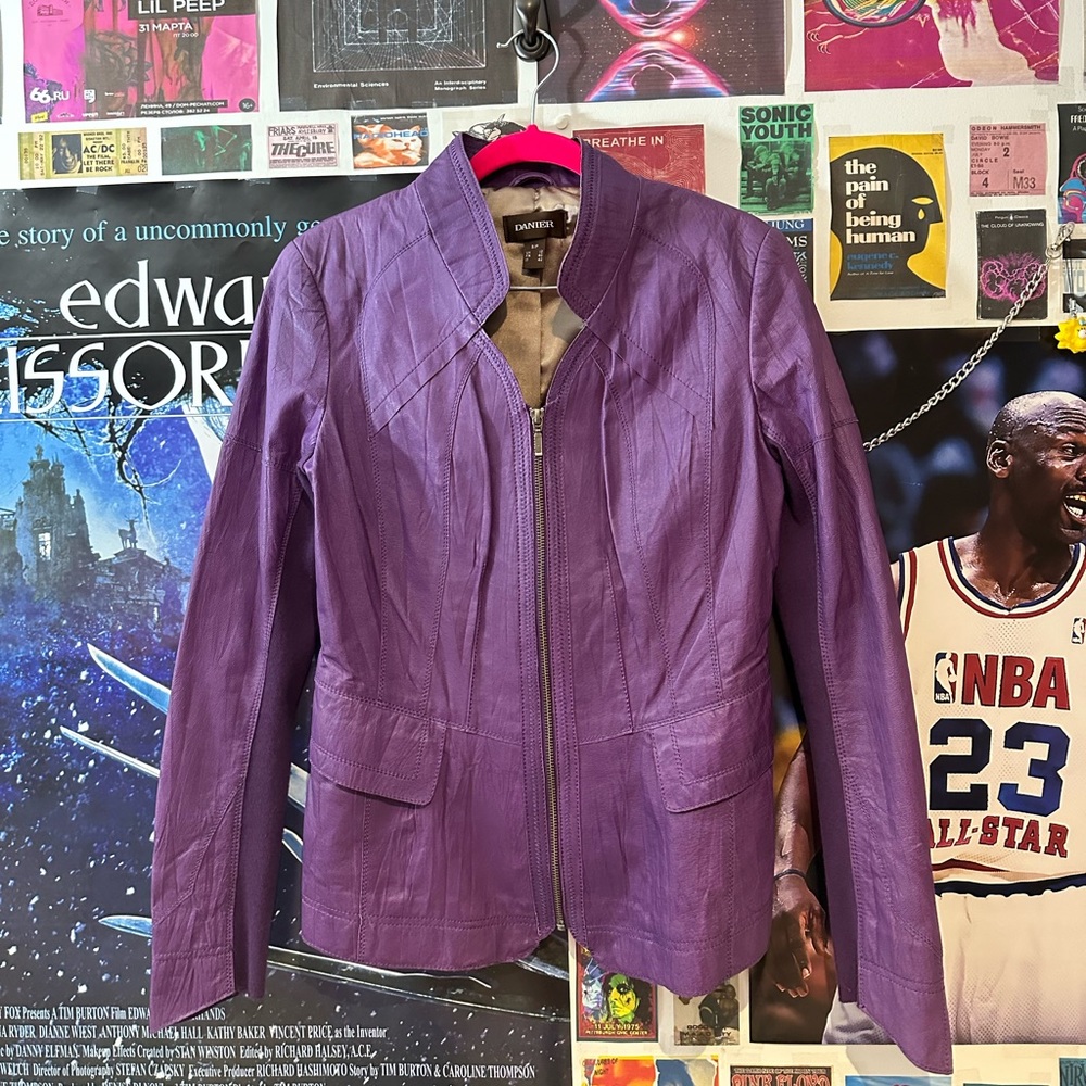 danier purple leather jacket